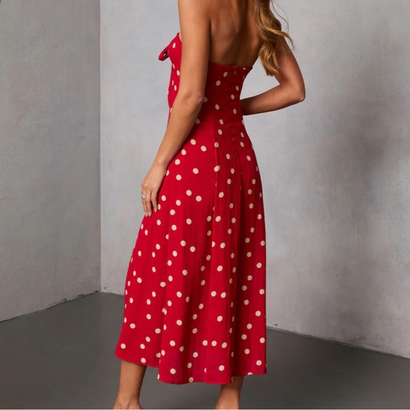 Vici- Eirah Strapless Cut Out Polka Dot Midi Dress - Picture 3 of 6